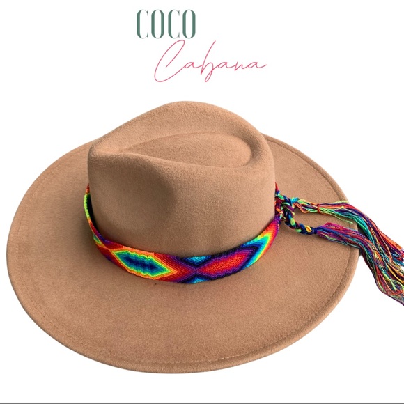 COCO Cabana Accessories - Camel Boho Western Rancher Woven Braid Hat